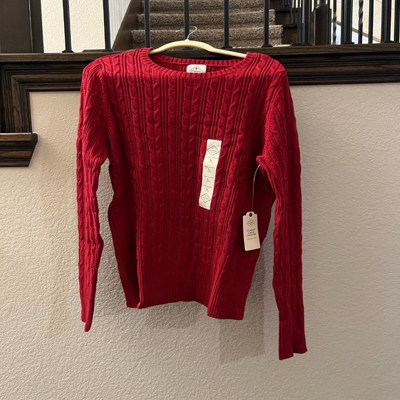 St. John's Bay Womens Crew Neck Long Sleeve Cable Knit Pullover Sweater - Picture 5 of 8